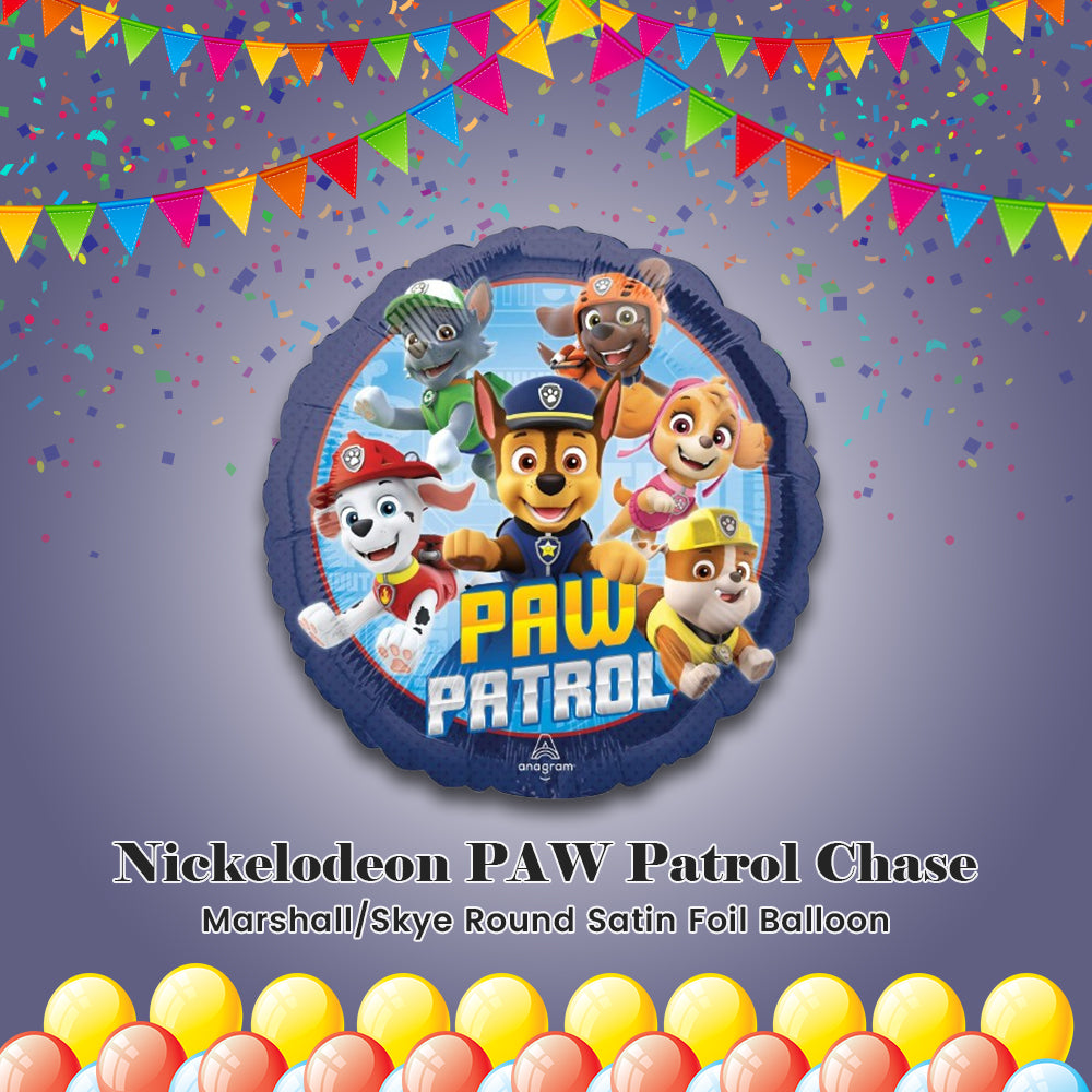Nickelodeon PAW Patrol Chase/Marshall/Skye Round Satin Foil Balloon 18-in