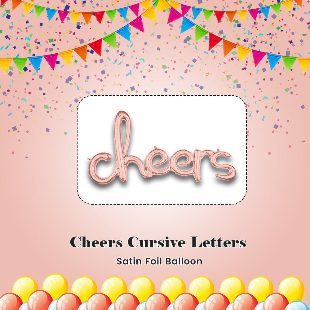 Cheers Cursive Letters Satin Foil Balloon 40x21-in
