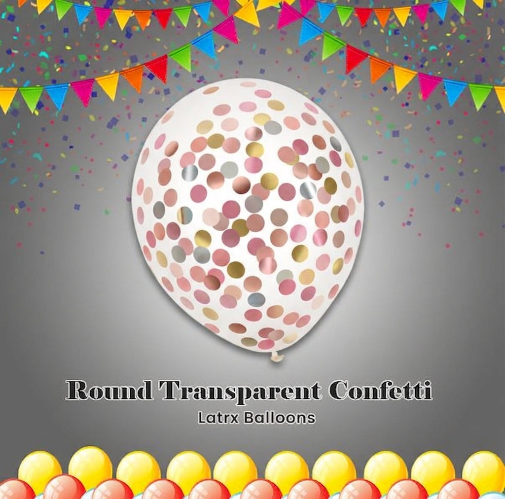 Round Confetti Latex Balloons Pink Gold 12-in Helium