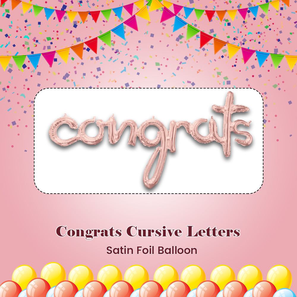 Congrats Cursive Letters Satin Foil Balloon 56x28-in