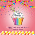 Happy Birthday Cupcake Satin Foil Balloon 32-in