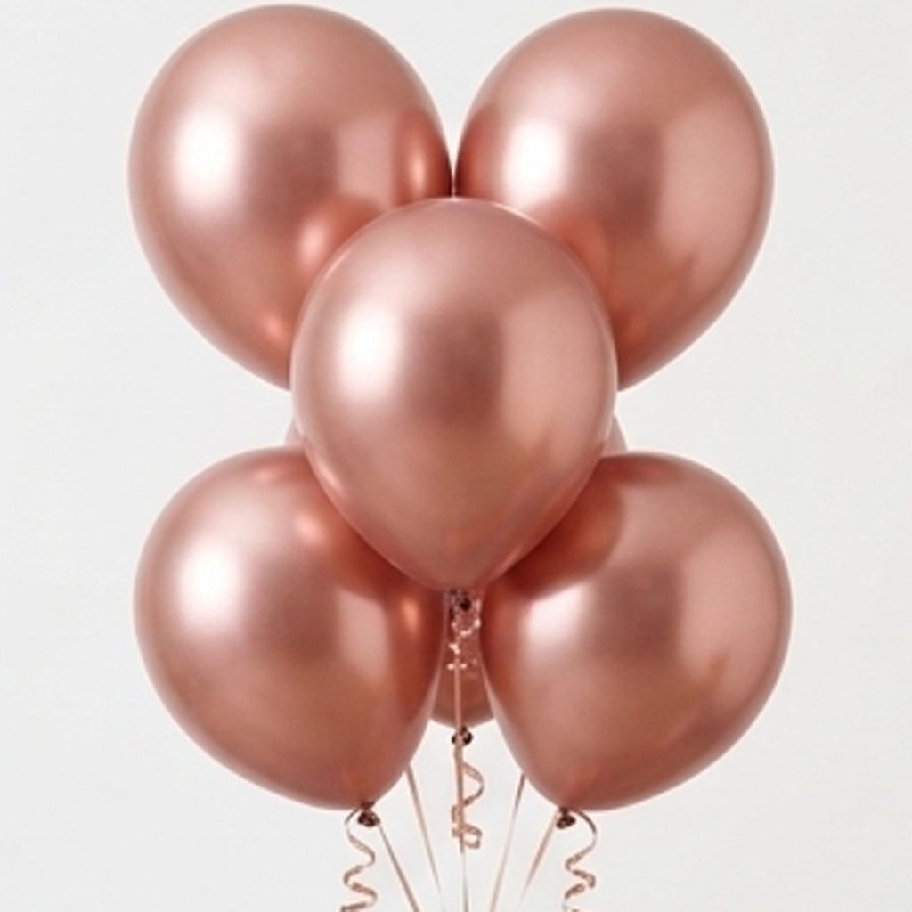 Starter Custom Helium Balloon Bouquet Set (5 Pieces) - Gold, Rose Gold, Black, Blue, Pink