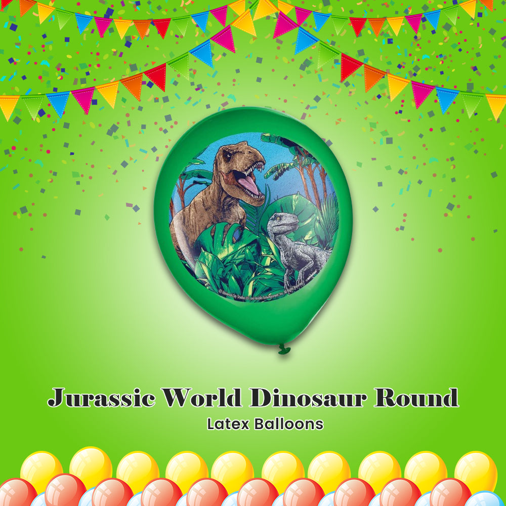 Jurassic World Dinosaur Round Latex Balloons 12-in