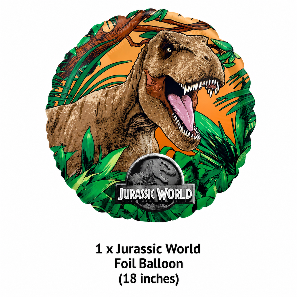 Jurassic World T-Rex Dinosaur Round Satin Foil Balloon 18-in