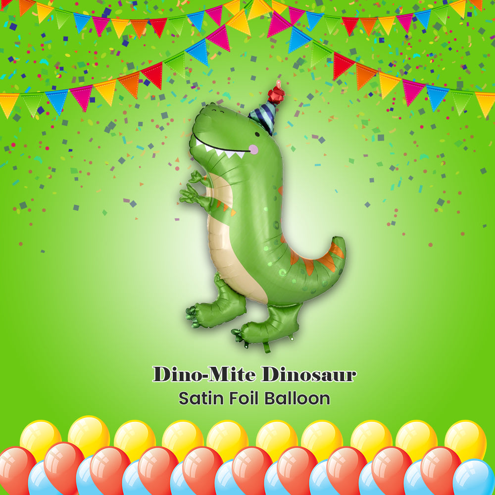 Dino-Mite Dinosaur Satin Foil Balloon 34-in