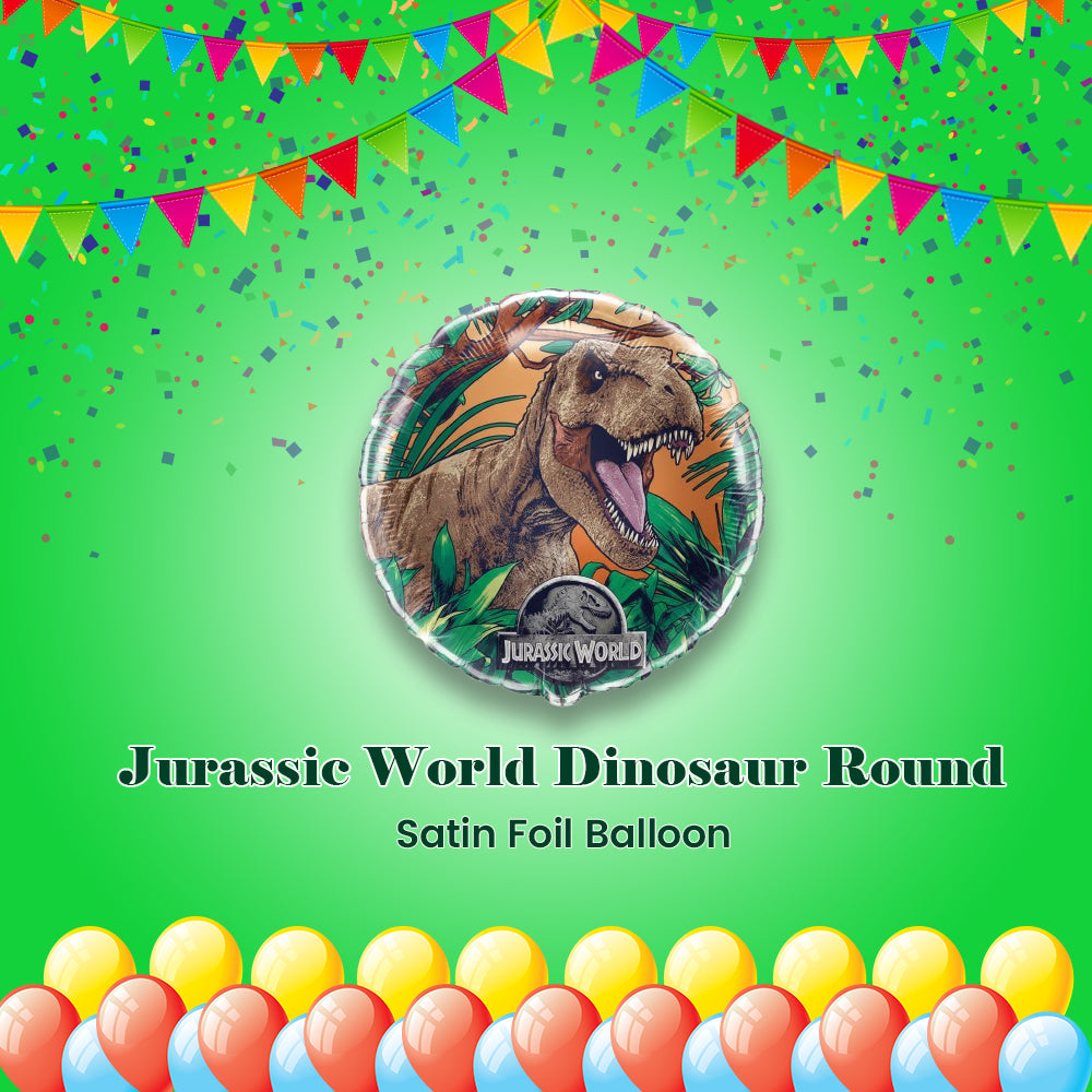 Jurassic World T-Rex Dinosaur Round Satin Foil Balloon 18-in