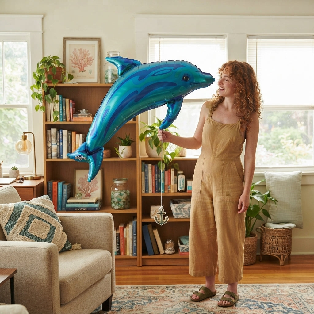 Dolphin Satin Foil Balloon 26-in
