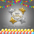 Happy Birthday Dotted Jumbo Balloon Bouquet with Gold Foil Balloons 5-pk