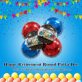 Happy Retirement Round Polka Dot Satin Foil Balloon Bouquet with Foil Balloons 6-pk