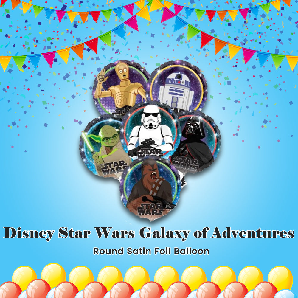 Disney Star Wars Galaxy of Adventures Round Satin Foil Balloon Bouquet 6-pk