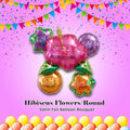 Hibiscus Flowers/Round Satin Foil Balloon Bouquet 5-pk
