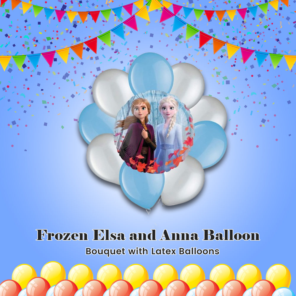 Frozen Elsa and Anna Balloon Bouquet with Latex Balloons 10-pk