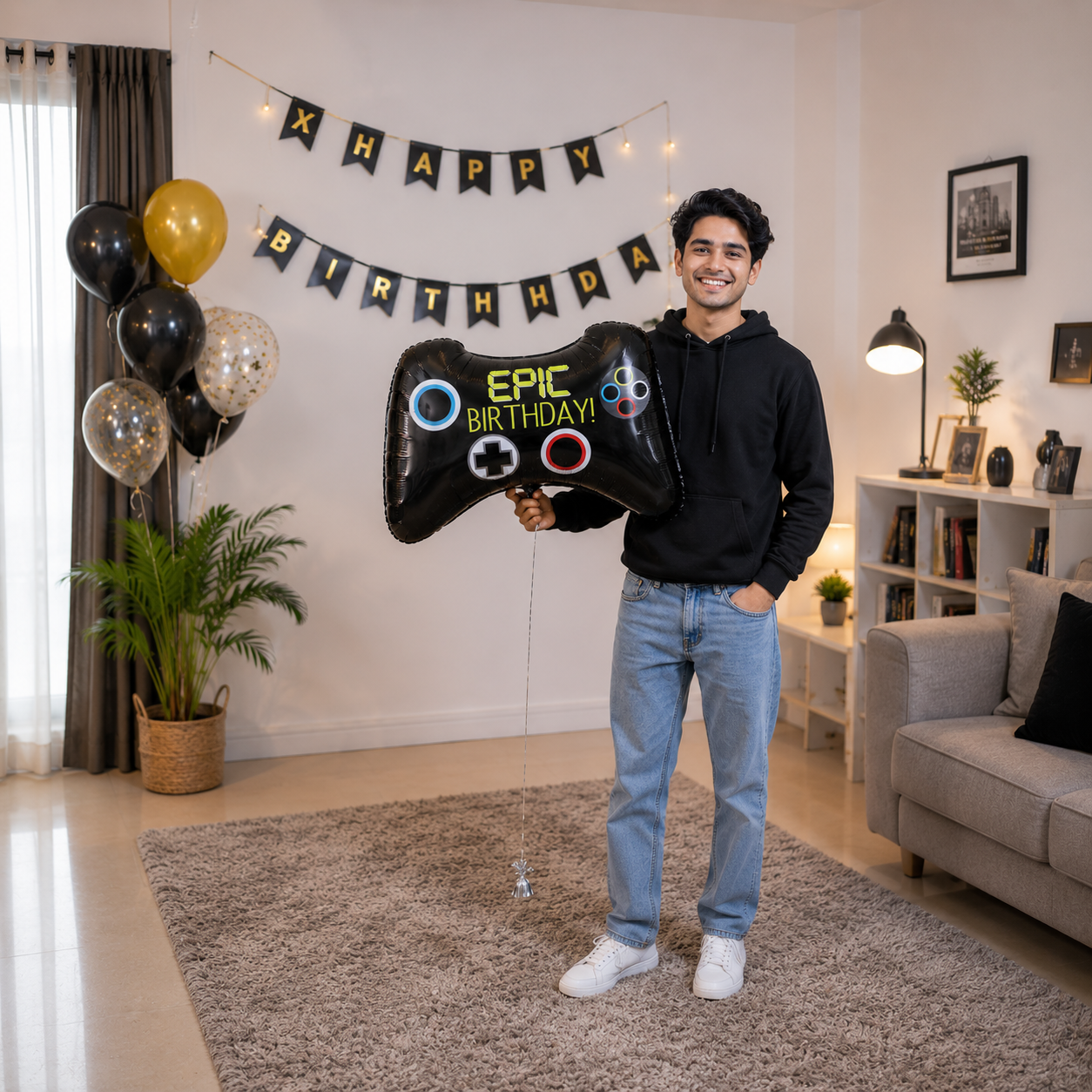 Level Up Epic Birthday Game Controller Satin Foil Balloon 32-in