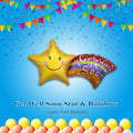 Get Well Soon Star & Rainbow Satin Foil Balloon 27-in