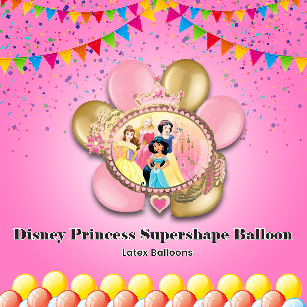 Disney Princess Supershape Balloon Bouquet with Latex Balloons 7-pk