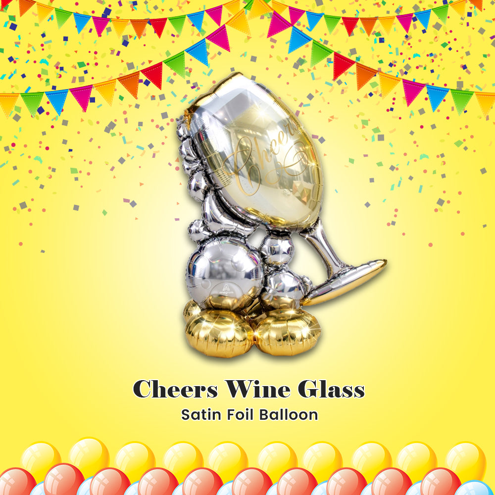Cheers Wine Glass Satin Foil Balloon 51-in