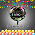 Glow Happy Birthday Round Satin Foil Balloon 18-in