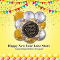 Happy New Year Luxe Stars Supershape Balloon Bouquet 9-pk