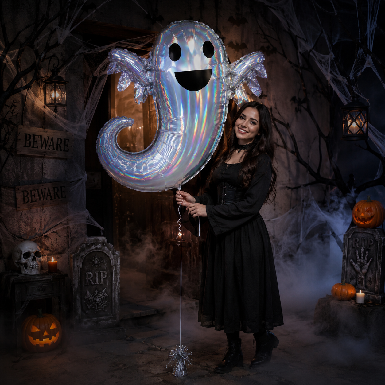 Ghost Satin Foil Balloon 28-in