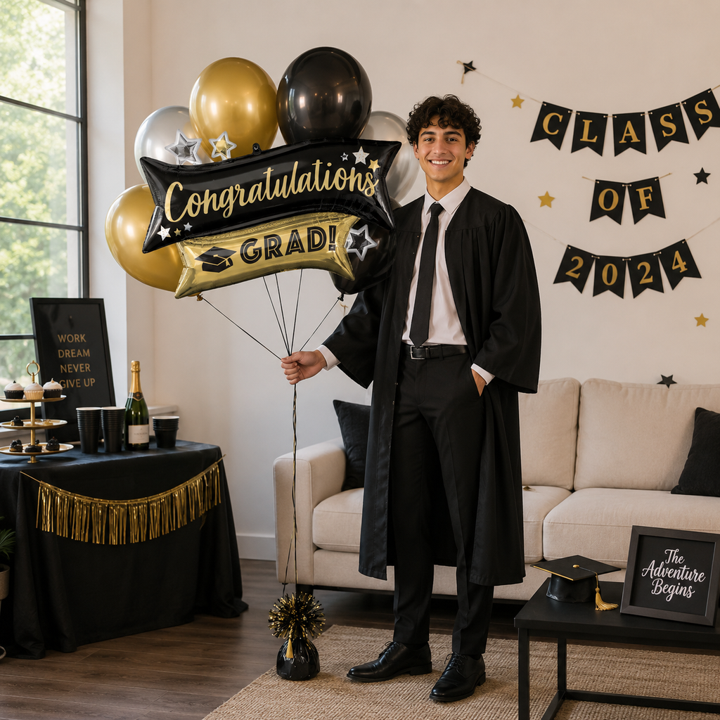 Congratulations Grad! Supershape Balloon Bouquet with Latex Balloons 7-pk