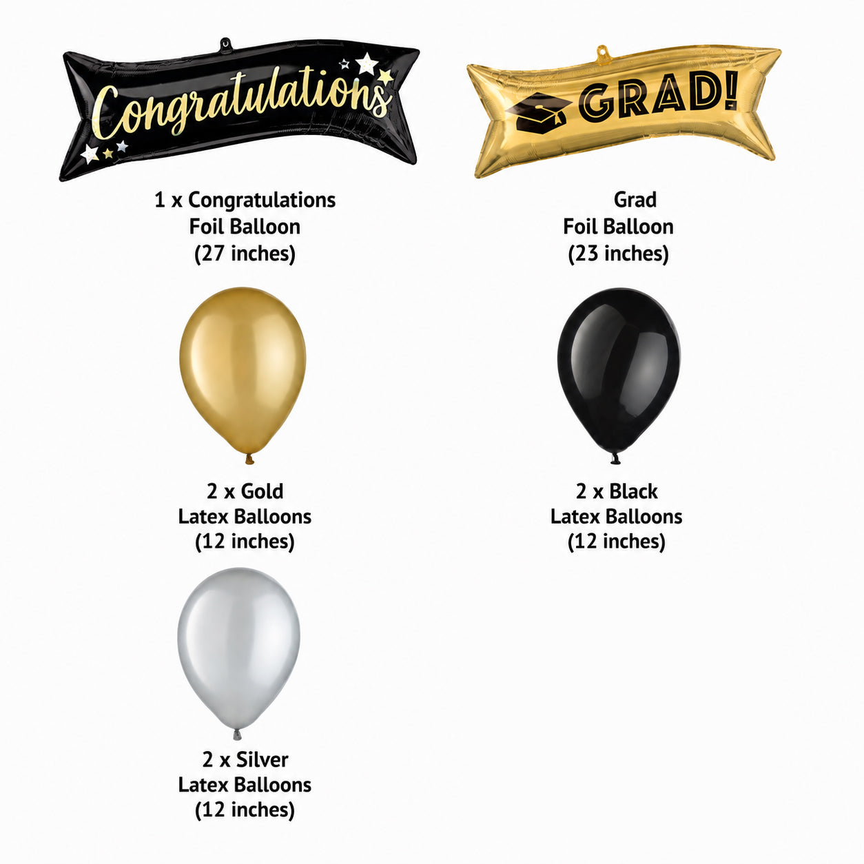 Congratulations Grad! Supershape Balloon Bouquet with Latex Balloons 7-pk