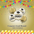 Congrats Grad Round Satin Foil Balloon Bouquet 5-pk