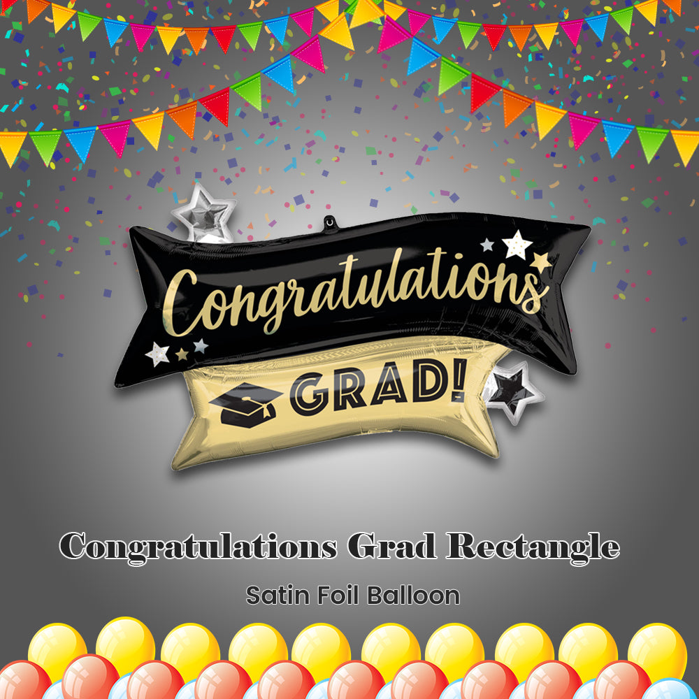 Congratulations Grad Rectangle Satin Foil Balloon 22-in
