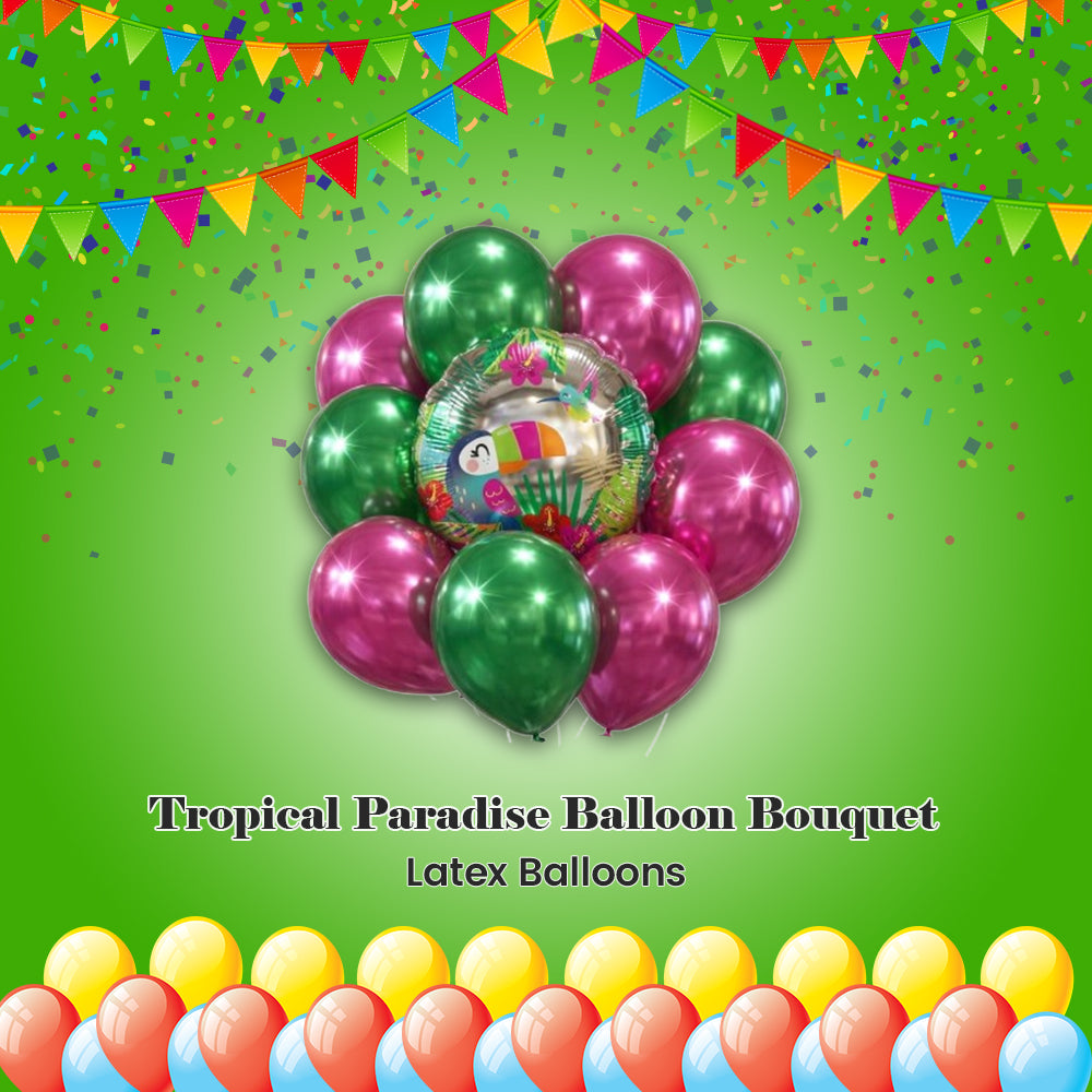 Tropical Paradise Balloon Bouquet with Latex Balloons 10-pk