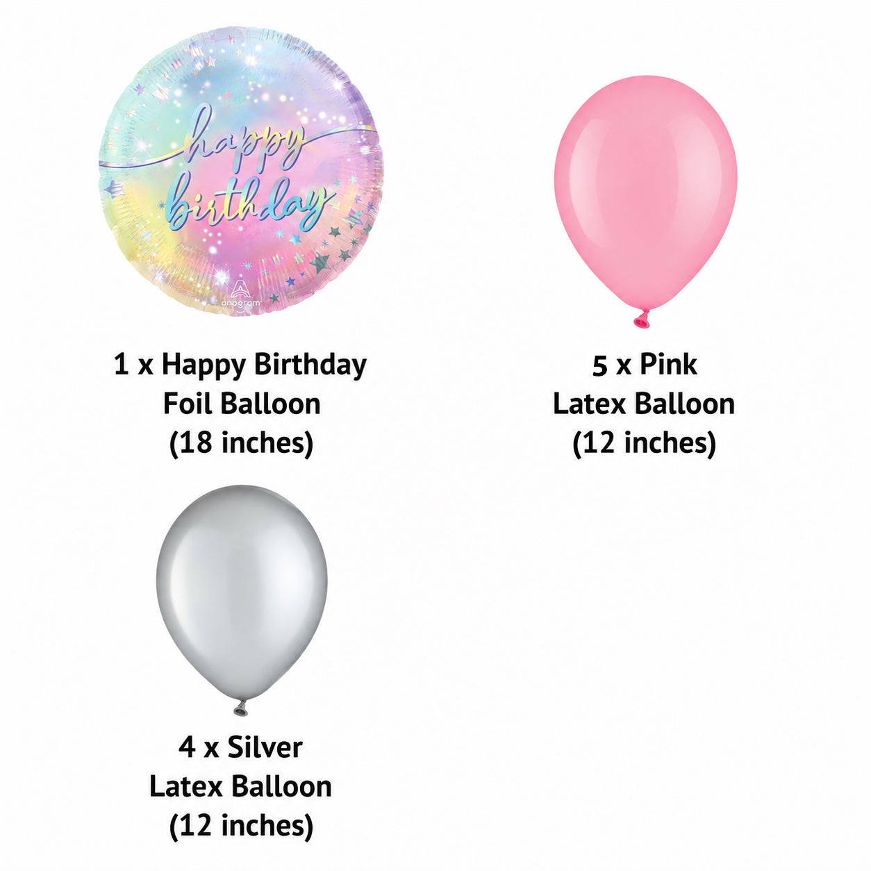 Happy Birthday Luminous Balloon Bouquet with Latex Balloons 10-pk