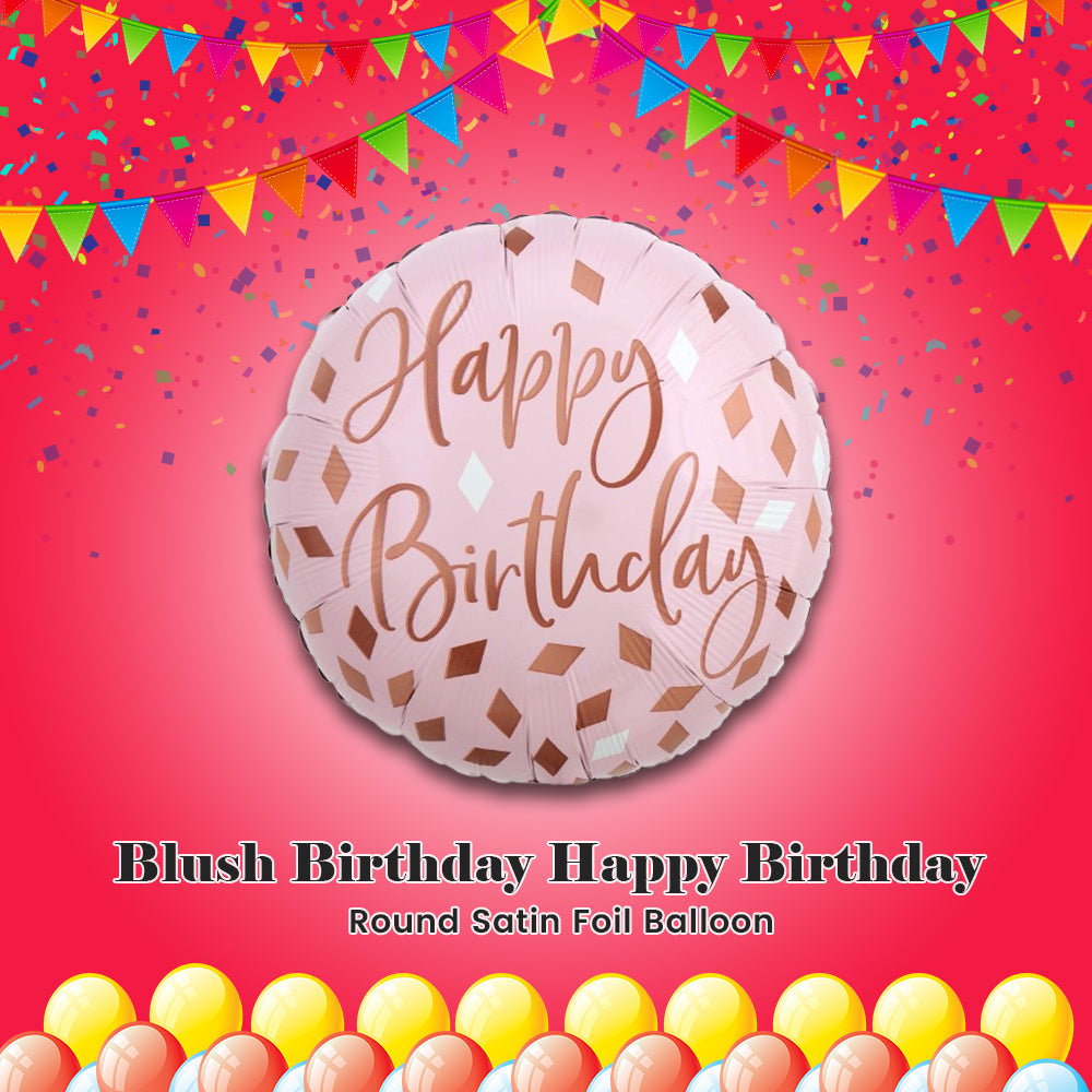 Blush Birthday Happy Birthday Round Satin Foil Balloon 18-in