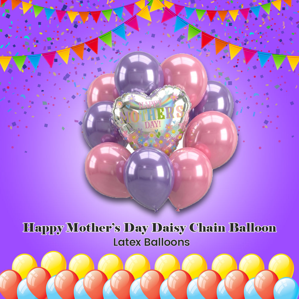 Happy Mother’s Day Daisy Chain Balloon Bouquet with Latex Balloons 10-pk