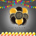 Happy New Year Round Satin Foil Balloon Bouquet with Foil Balloons 6-pk
