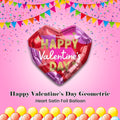 Happy Valentine's Day Geometric Heart Satin Foil Balloon 21-in