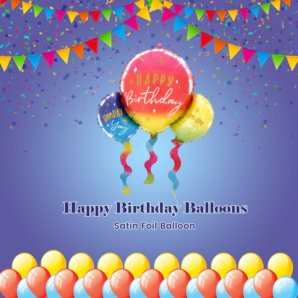 Happy Birthday Balloons Satin Foil Balloon 40-in