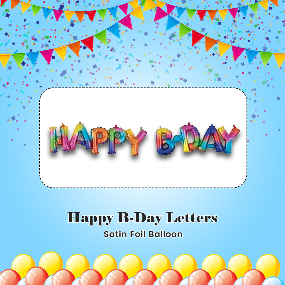 Happy B-Day Letters Satin Foil Balloon 56x10-in