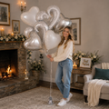 Double Heart Swirl Supershape Balloon Bouquet with Heart Foil Balloons 5-pk
