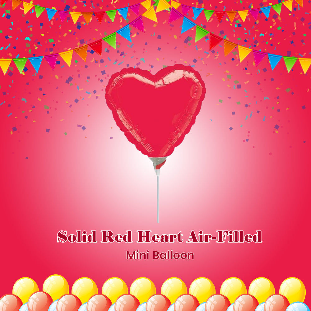 Solid Red Heart Air-Filled Mini Balloon
