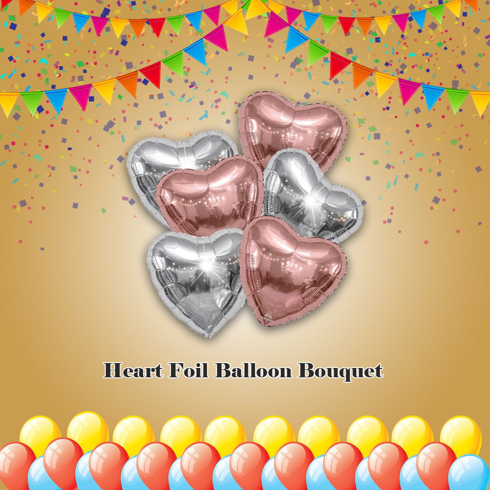 Heart Foil Balloon Bouquet 6-pk