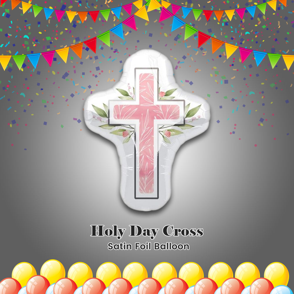 Holy Day Cross Satin Foil Balloon 28-in