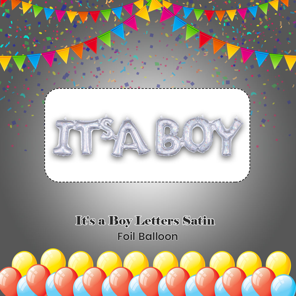 It's a Boy Letters Satin Foil Balloon 40x9-in