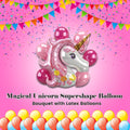 Magical Unicorn Supershape Balloon Bouquet with Latex Balloons 7-pk