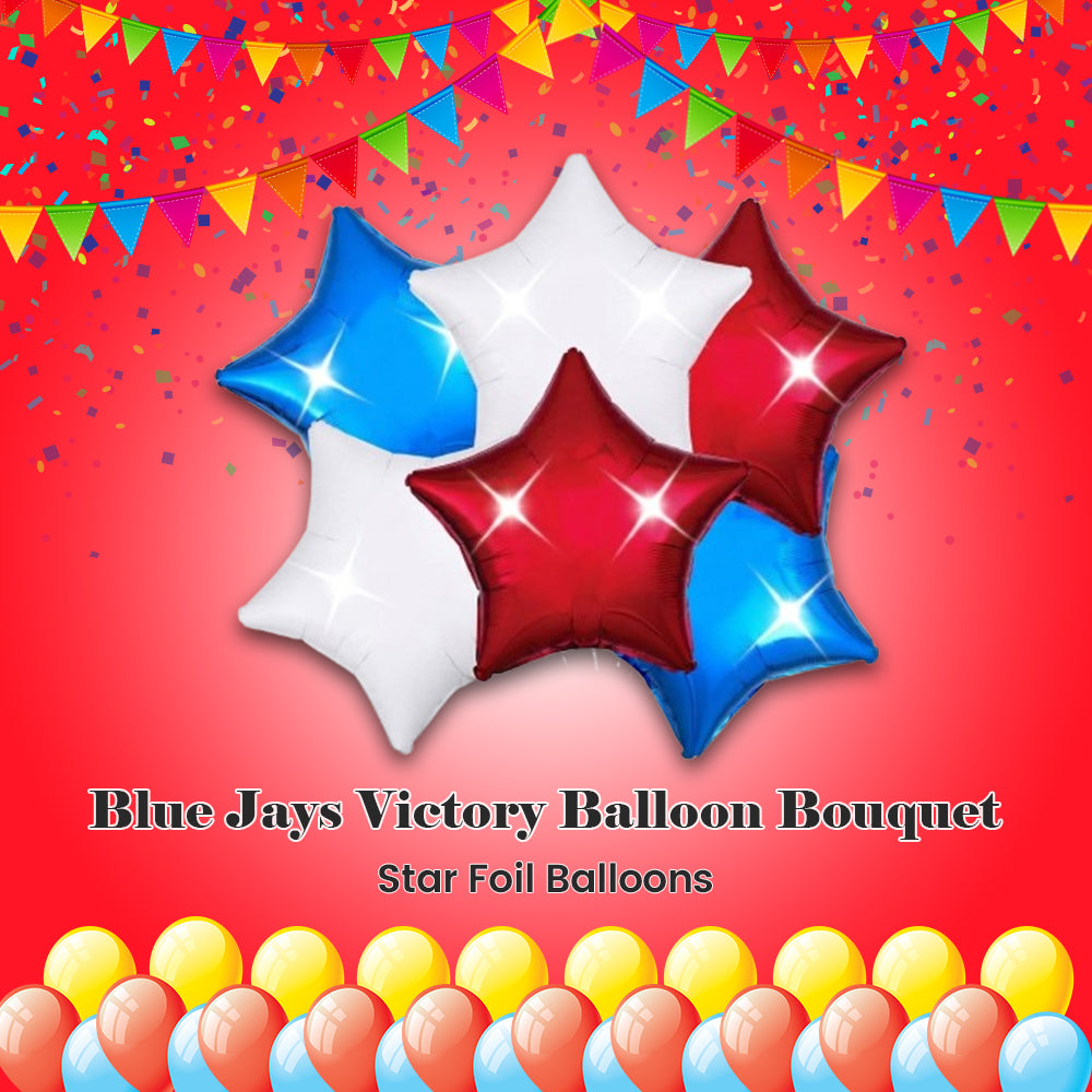 Blue Jays Victory Balloon Bouquet with Star Foil Balloons 6-pk