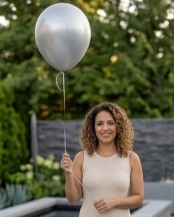 Silver Latex Helium Balloon - 12 Inch Single