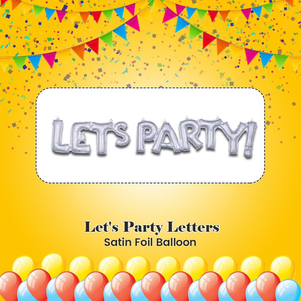 Let's Party Letters Satin Foil Balloon 54x9-in