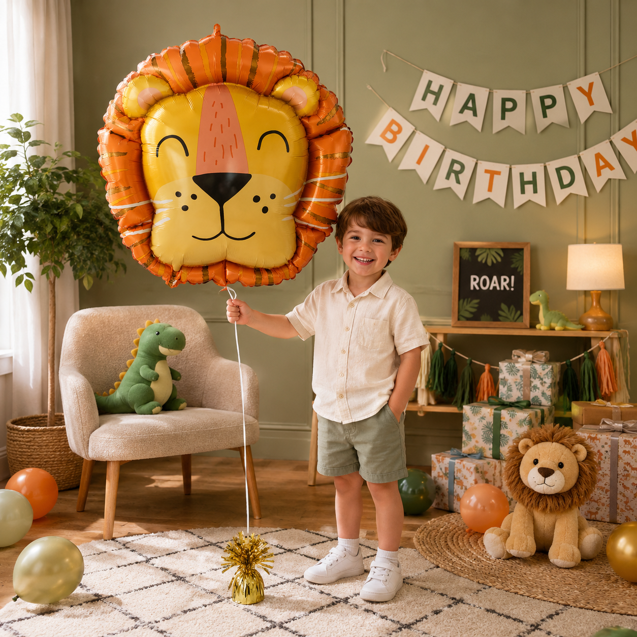 Get Wild Lion Satin Foil Balloon 28-in