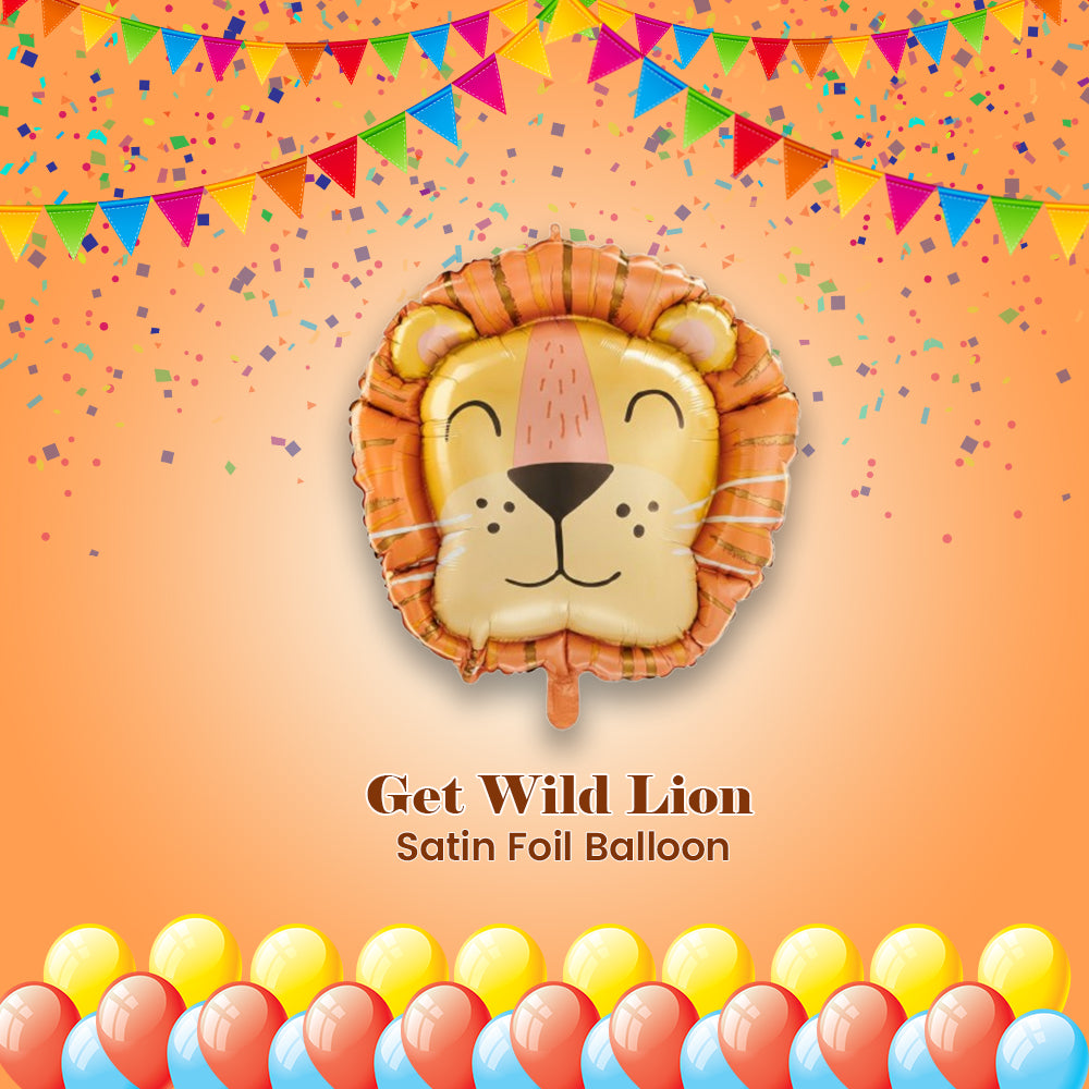 Get Wild Lion Satin Foil Balloon 28-in