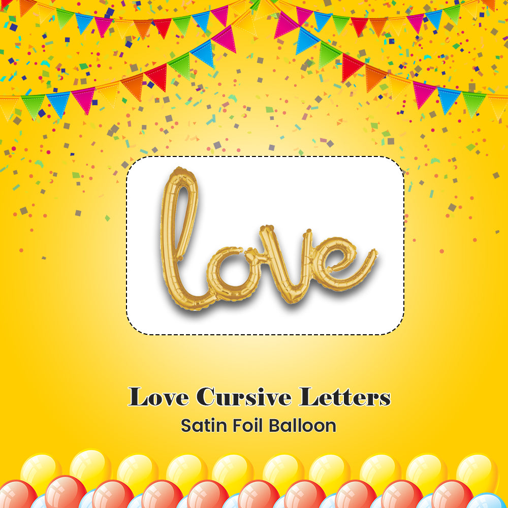 Love Cursive Letters Satin Foil Balloon 31x21-in