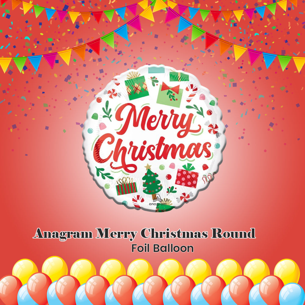 Anagram Merry Christmas Round Foil Balloon 18-in