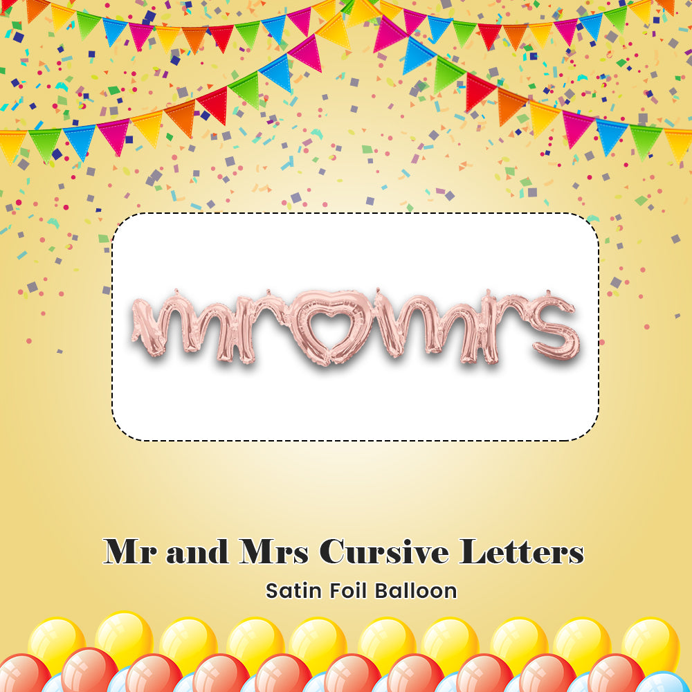 Mr and Mrs Cursive Letters Satin Foil Balloon 59x10-in