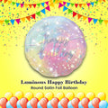 Luminous Happy Birthday Round Satin Foil Balloon 18-in